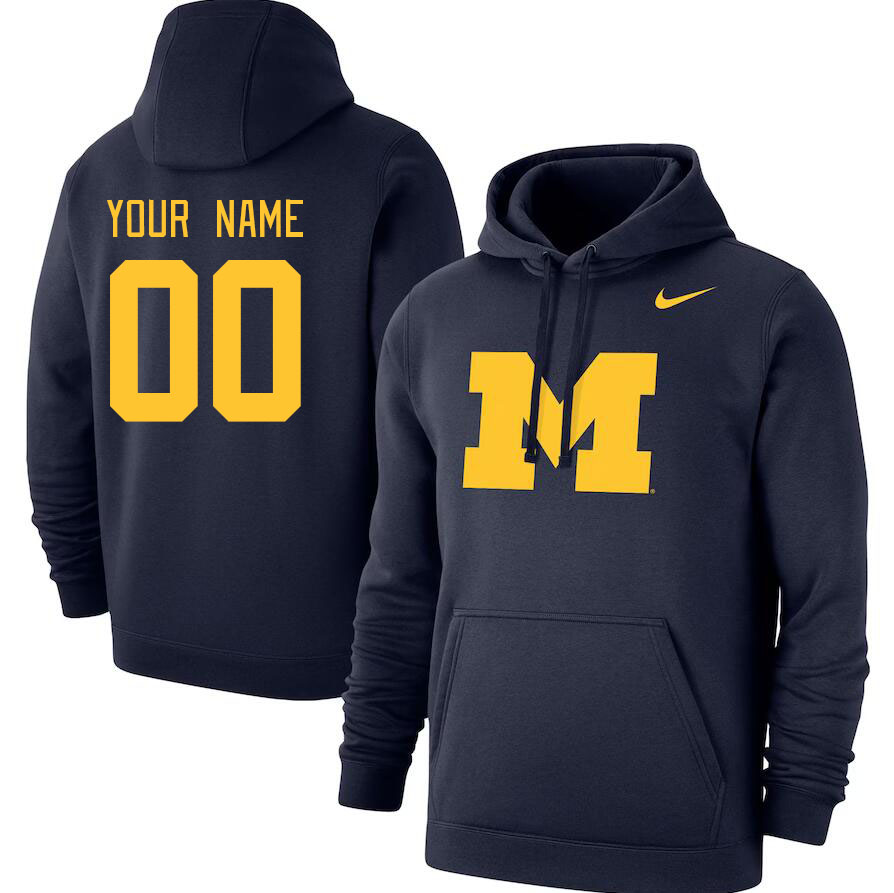 Custom Michigan Wolverines Name And Number College Hoodie-Navy - Click Image to Close